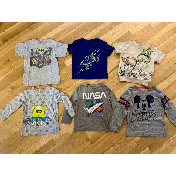Disney Other - Boys 4T Graphic Tee Shirt Bundle 6pc NASA Mickey Mouse Batman Toy Story Monster